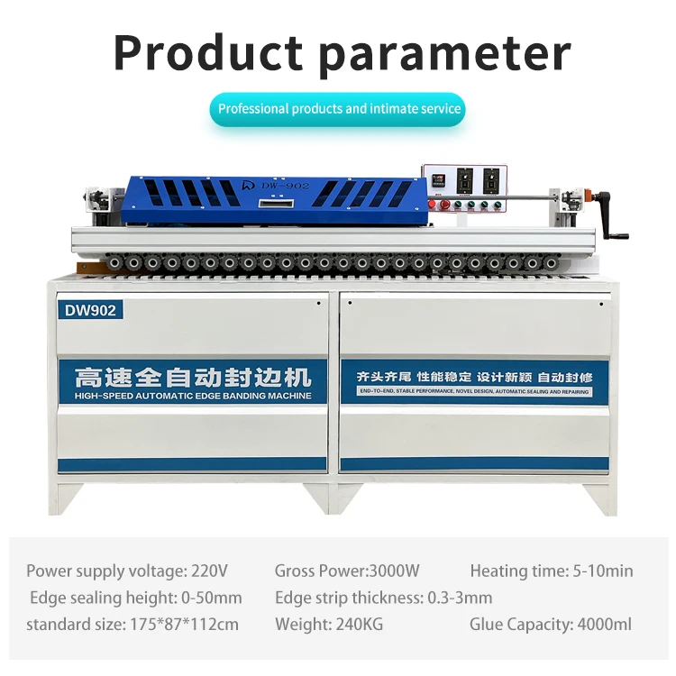 DW902 Beichen 90 Degree Automatic Edge Banding Machine 4000W Motor Woodworking Furniture Auto Edgebander for Wood Based Panels