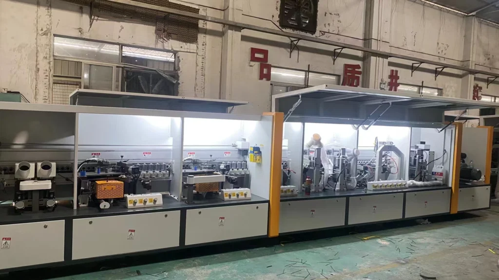 Full Automatic Linear Pur Double Trimming Abs Edge Banding Machine Gluing Pvc Mdf  Kdt With Premiling