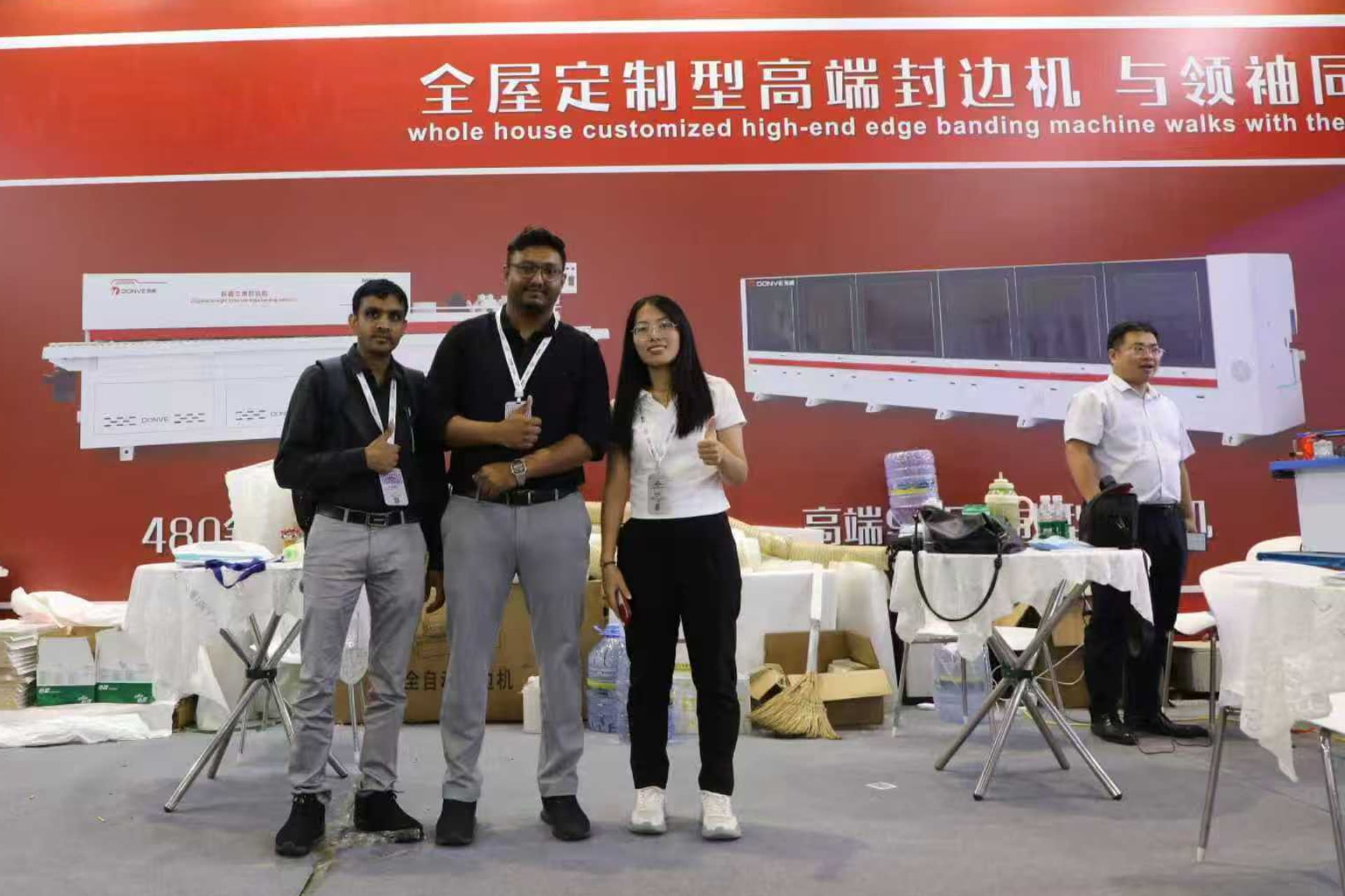 Product demonstration at woodworking machinery expo