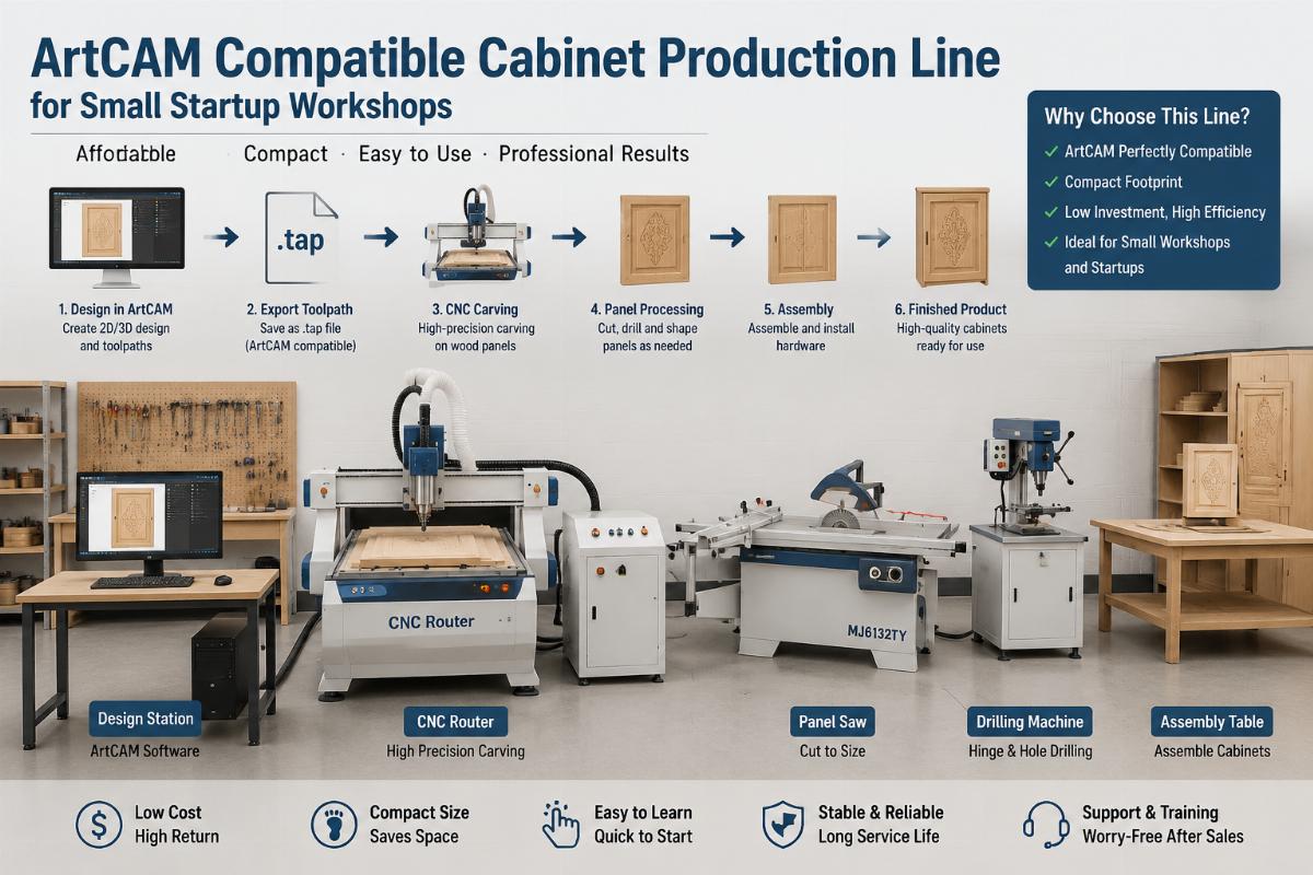 ArtCAM production line for small cabinet carving and production ArtCAM compatible cabinet production line for small startup workshops