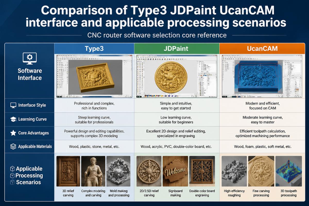 Comparison of Type3 JDPaint UcanCAM interface and applicable processing scenarios