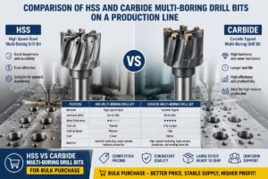 Comparison of HSS and carbide multi-boring drill bits on a production line