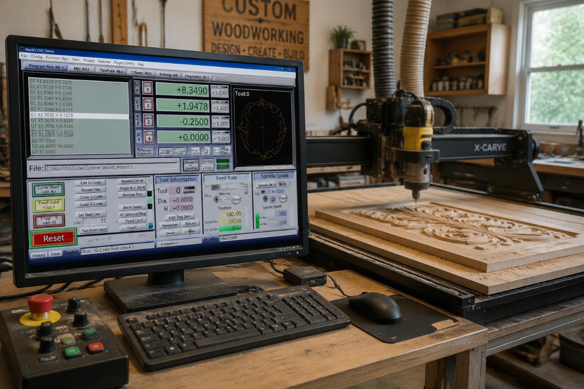 Mach3 for commercial woodworking small business use Mach3 control system in use at a small custom woodworking workshop